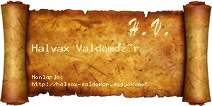 Halvax Valdemár névjegykártya